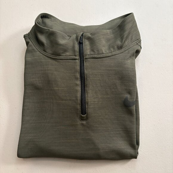 Nike Dri-Fit Green Athletic Quarter Zip Jogging Pullover Sweatshirt Men's Size L - Picture 8 of 8
